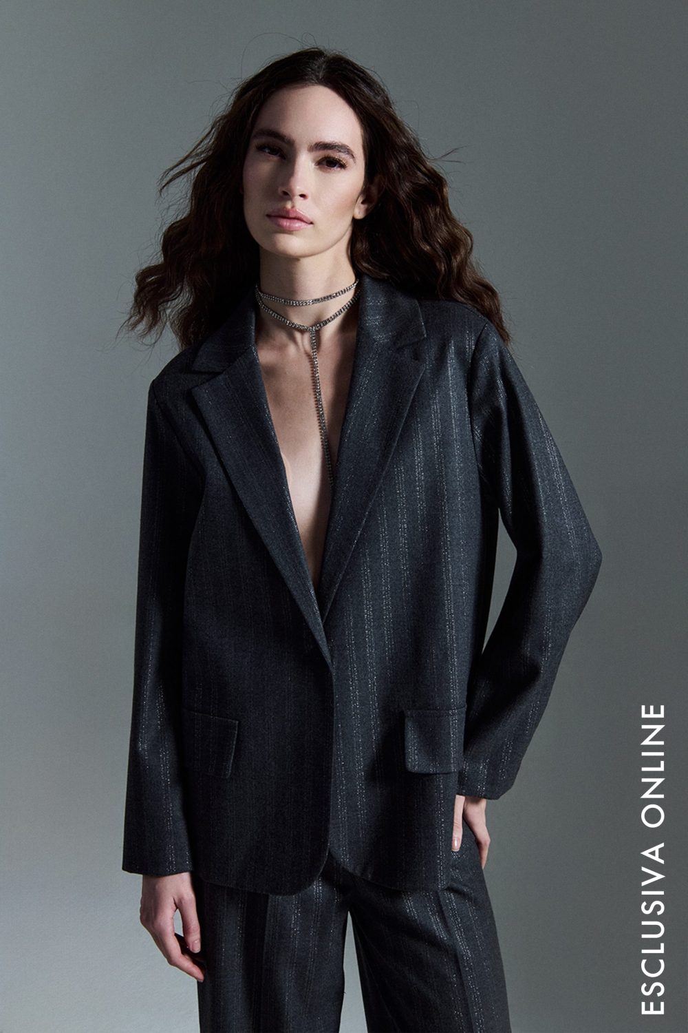 GIACCA GESSATO LUREX GREY