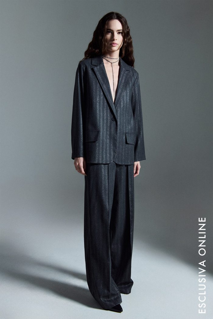 PANTALONE GESSATO LUREX GREY